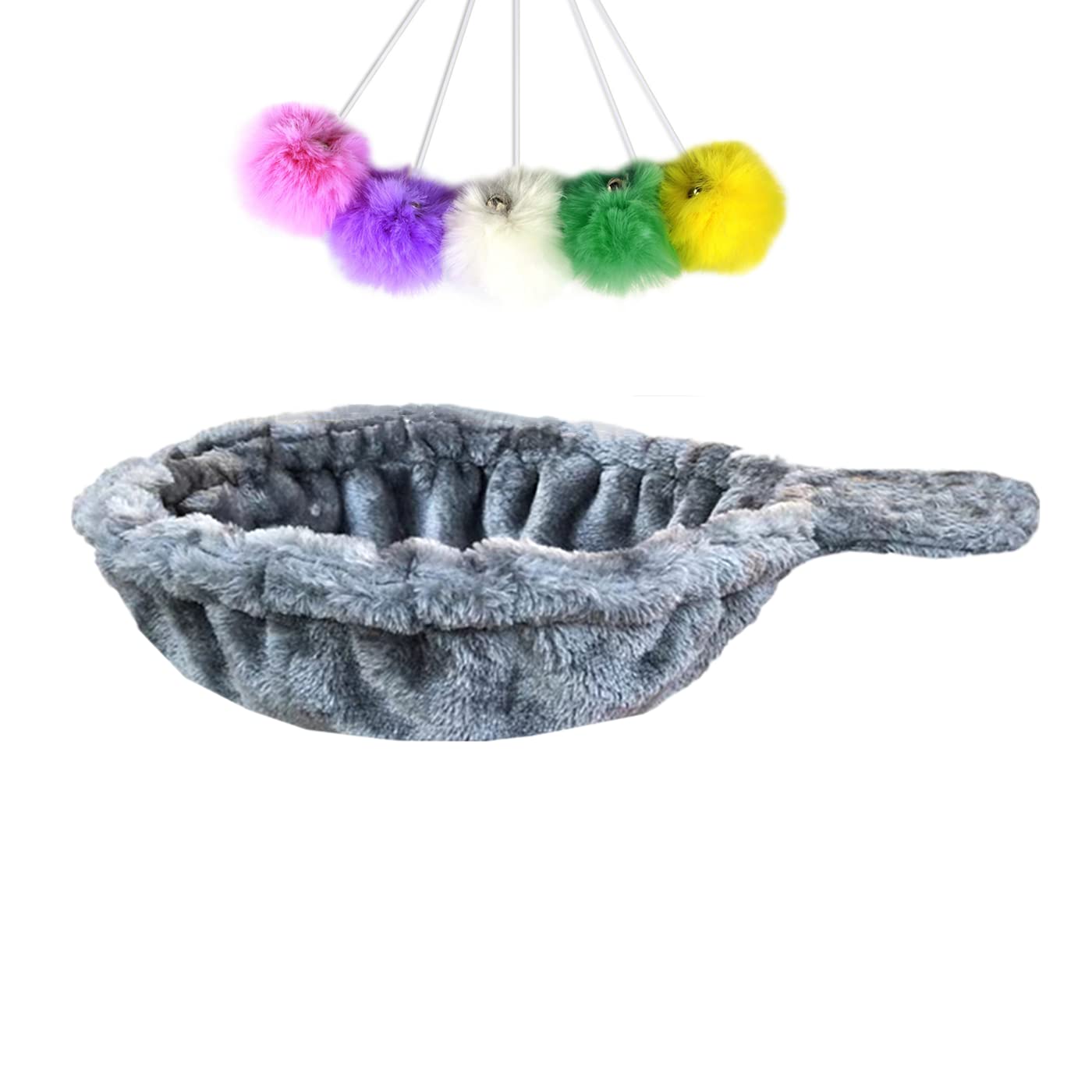 Shengocase 14.6' Grey Nest Basket Lounger Hammock Bed For Cat Tree Tower Replacement, 5-Pack Hanging Toys, Cat Tree Accessories