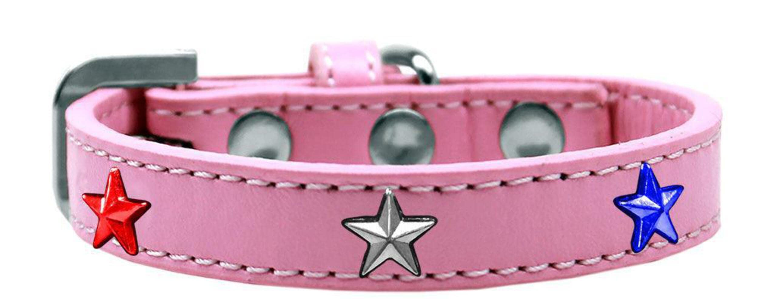 Dog, Puppy and Pet Widget Fashion Collar, "Red, White & Blue Stars" Aqua 20