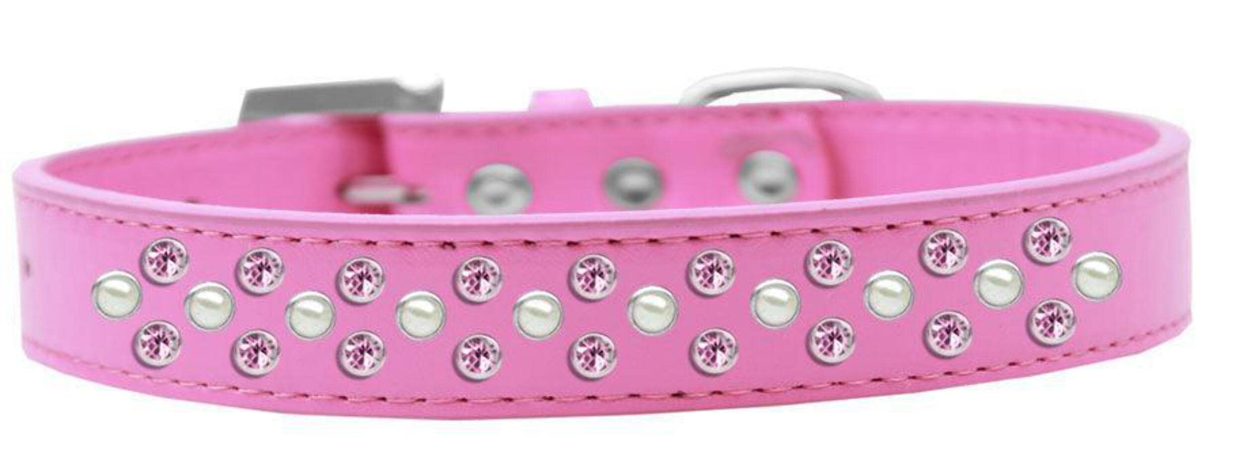Mirage Pet Products Sprinkles Dog Collar with Pearl and Light Pink Crystals, Size 20, Light Pink