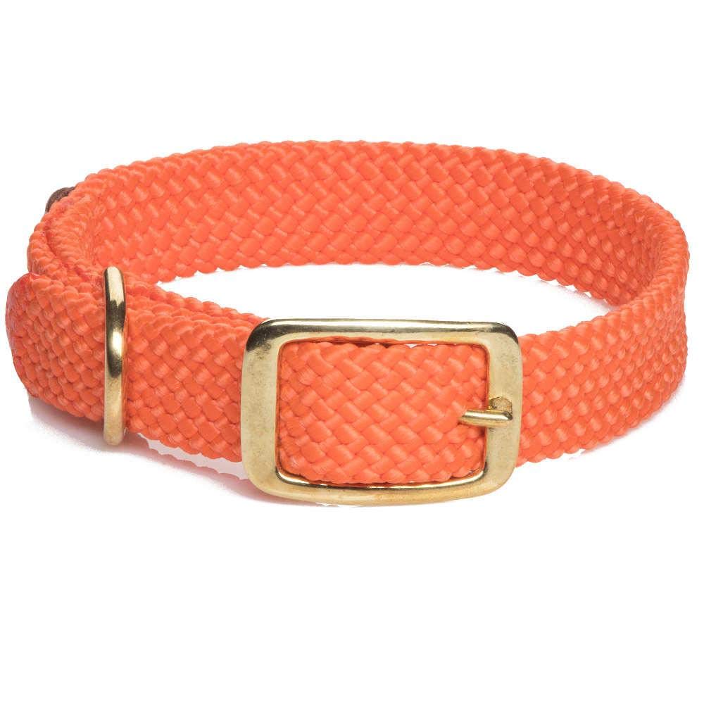 Mendota Pet Double Braid Collar - Brass - Dog Collar - Made In The Usa - Orange, 1 In X 24 In Standard