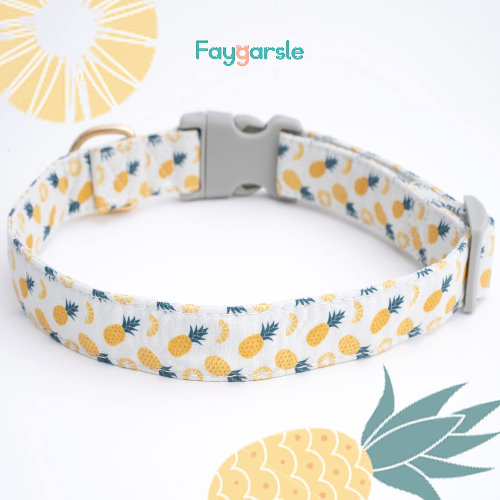 Faygarsle Cute Dog Collar For Girls Boy Dogs Soft Fancy Pet Collar With Pineapple Design Ideal Pink Summer Dog Collar For Small
