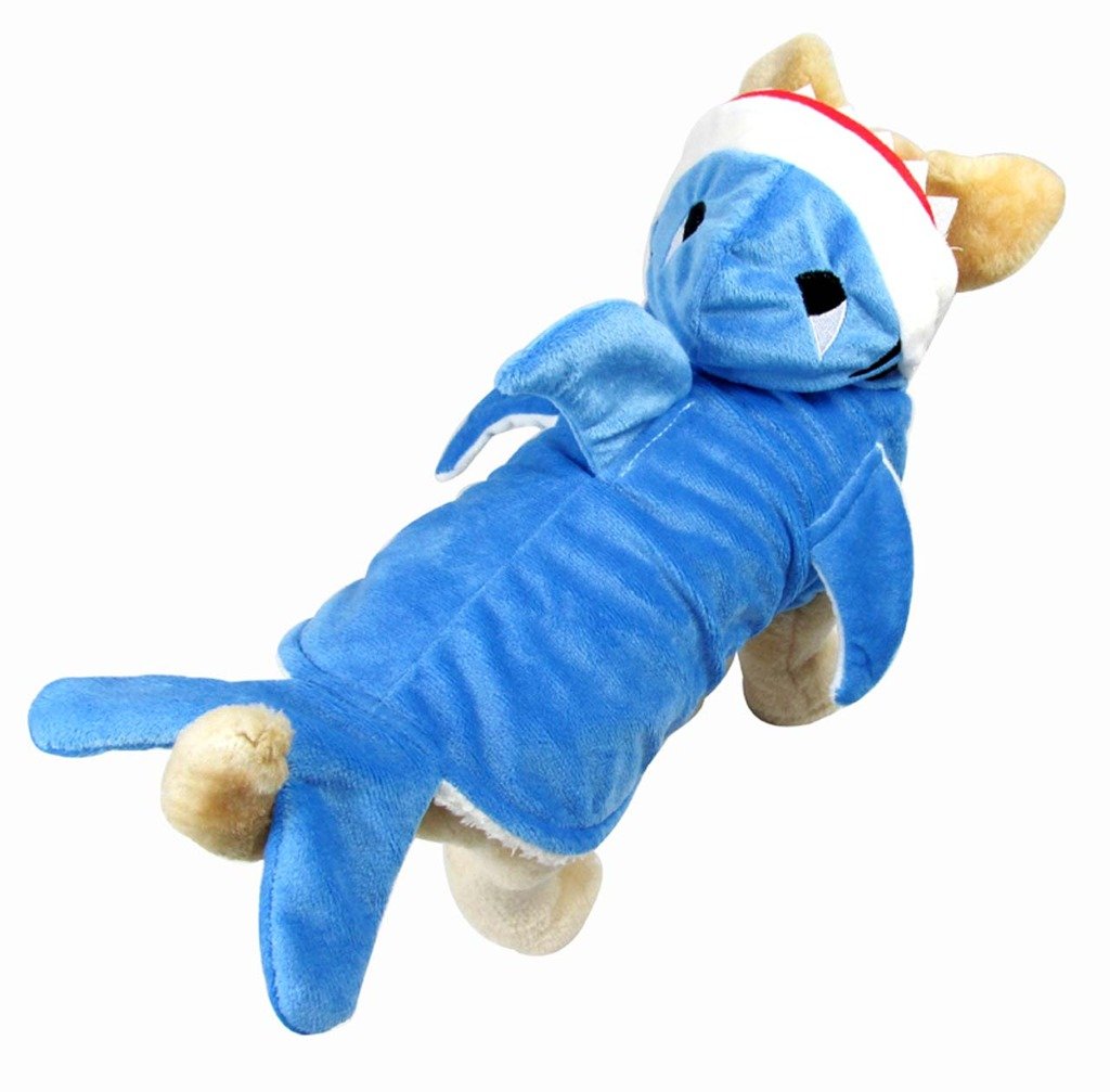 Mogoko Funny Dog Cat Shark Costumes, Pet Halloween Christmas Cosplay Dress, Adorable Blue Shark Pet Costume,Animal Fleece Hoodie Warm Outfits Clothes (Xl Size)
