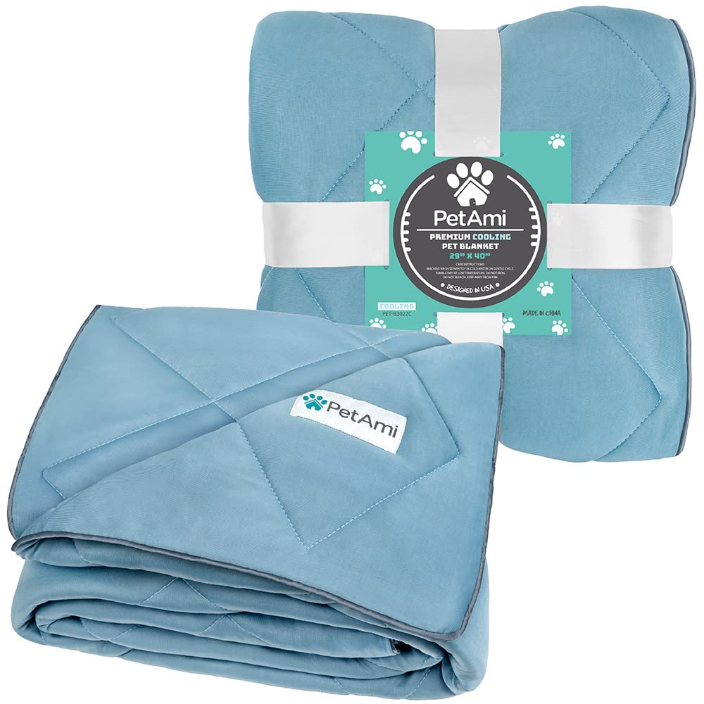 Petami Premium Cooling Dog Blanket | Lightweight Fluffy Pet Throw Blanket Bed Cover For Dogs, Cat, Puppies | Pet Blanket Furniture Protector Couch Sofa | Reversible Fuzzy Cozy | 29X40, Dusty Blue