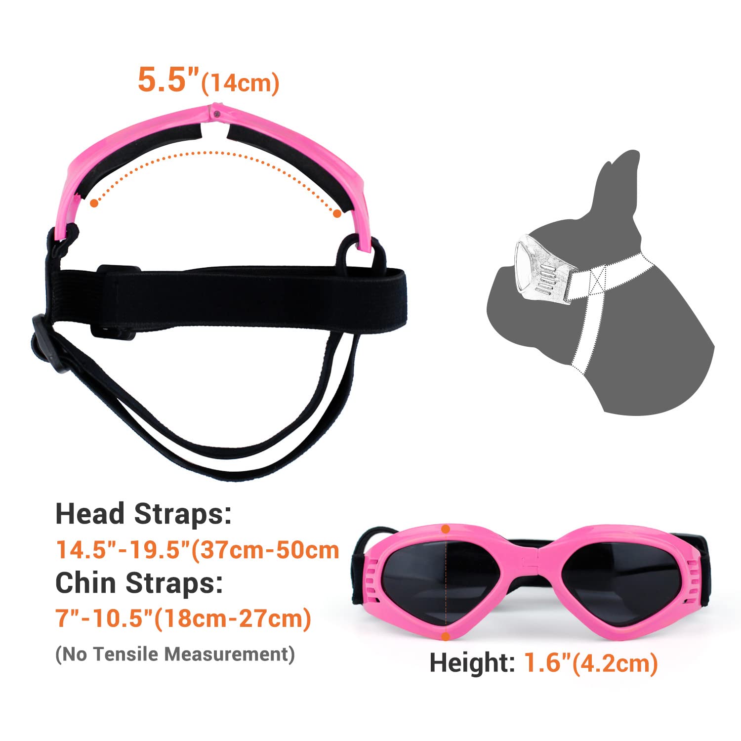 Petleso Dog Goggles Medium Breed, Pet Sunglasses For Medium Dogs Eye Protection Windproof, Pink