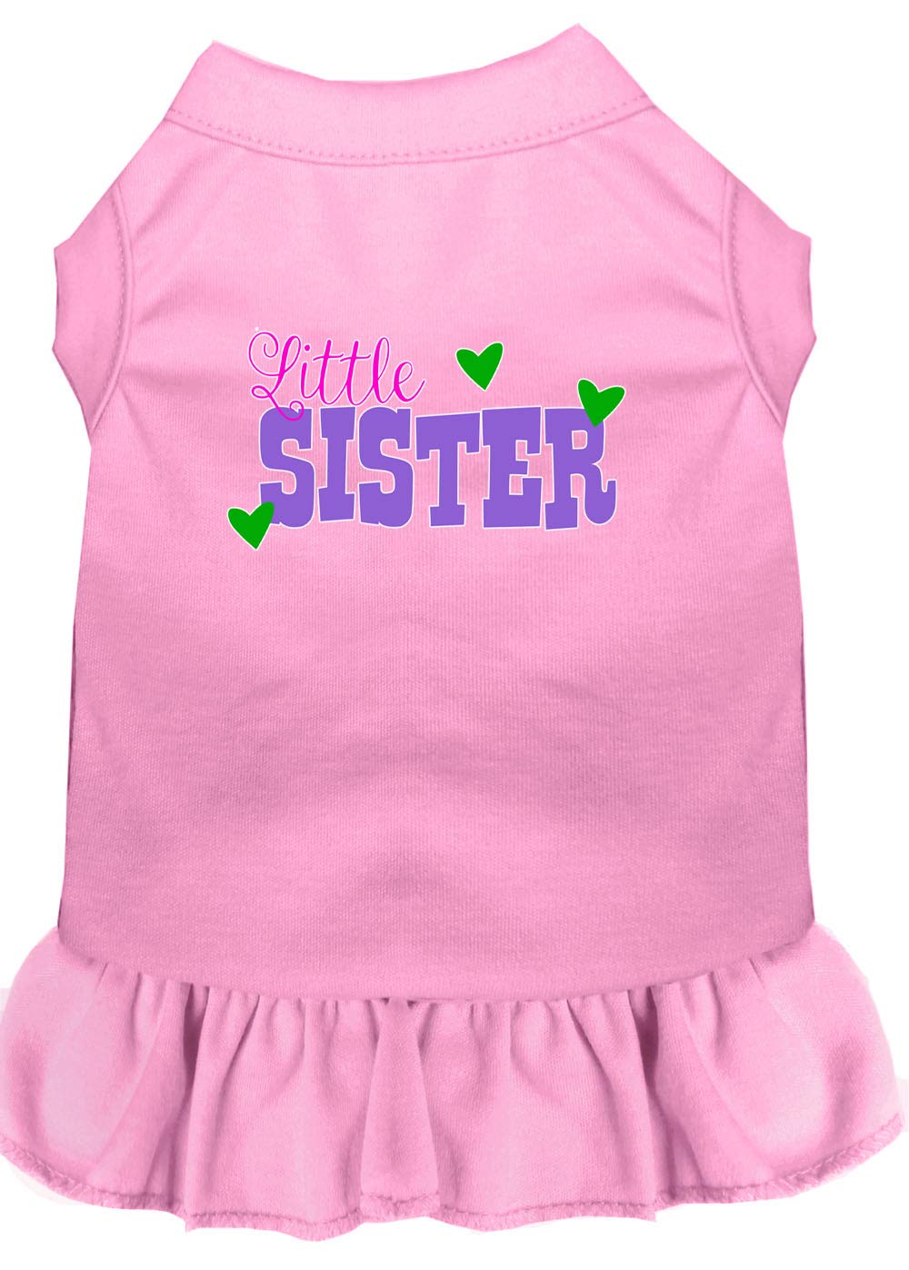 Pet Dog & Cat Dress Screen Printed, "Little Sister" Light Pink 2XL (20-25 lbs.)