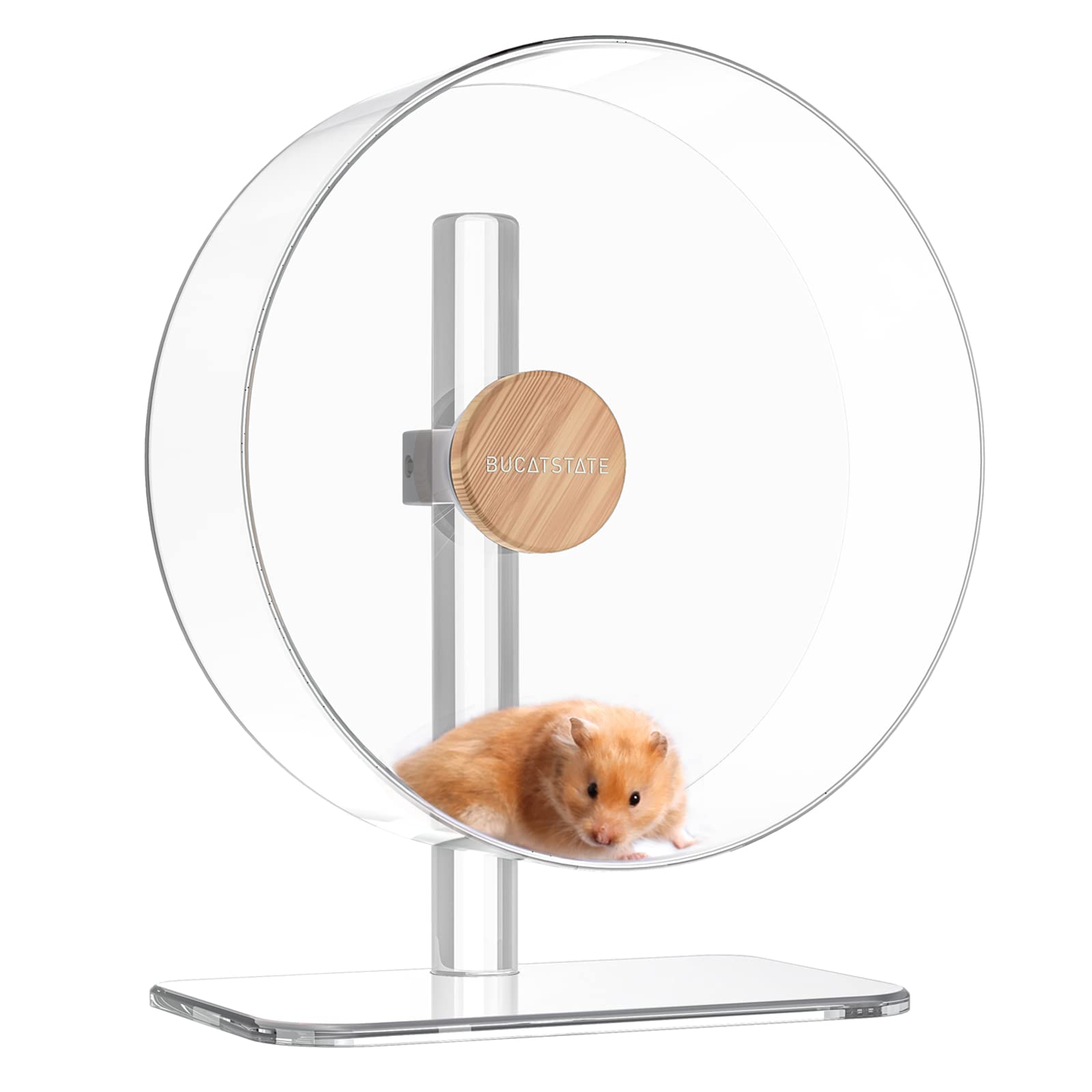 Bucatstate Hamster Wheel Silent 12.5Inch, Acrylic Hamster Exercise Wheel With Stable Adjustable Stand Running Wheel For Golden B