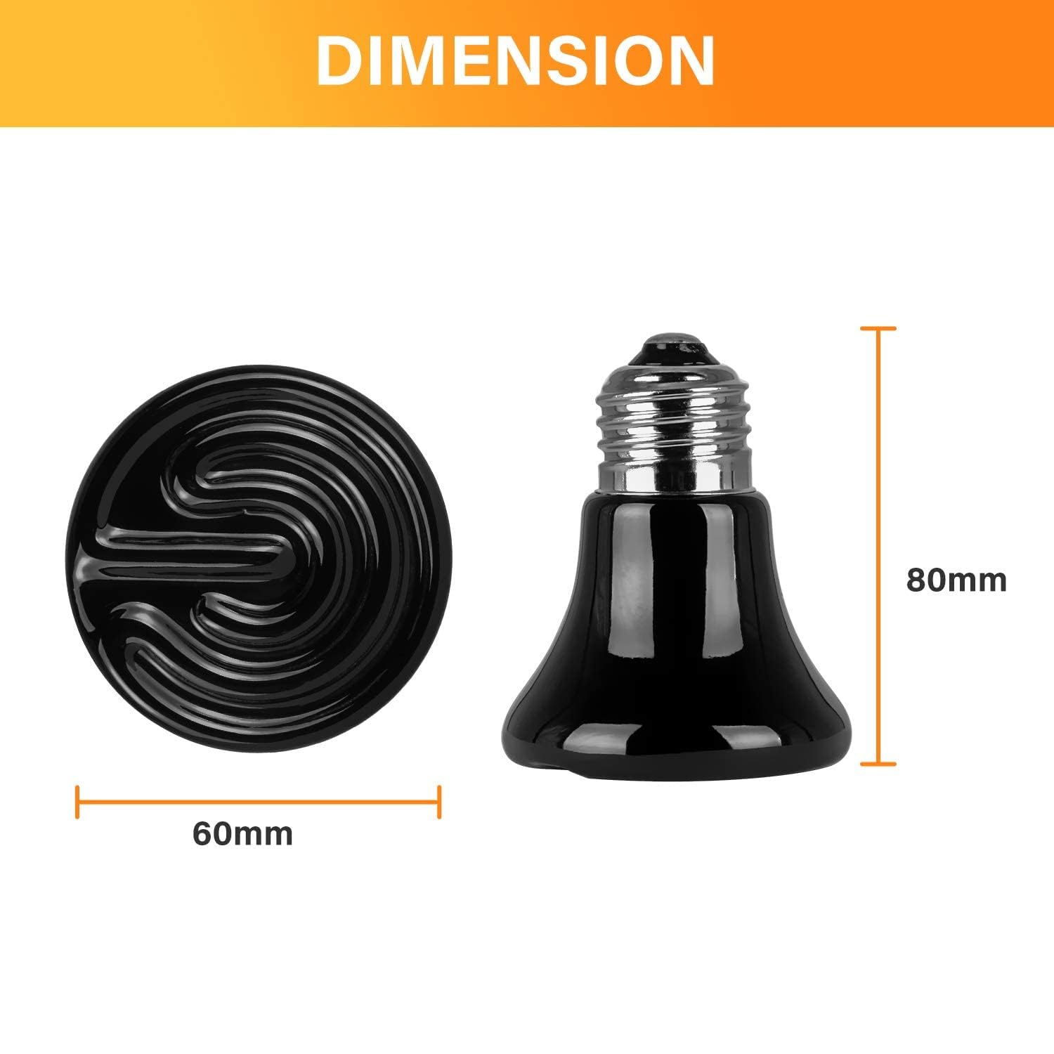 Simple Deluxe 50W (Mini) Ceramic Heat Emitter Reptile Heat Lamp Bulb No Light Emitting Brooder Coop Heater for Amphibian Pet & I