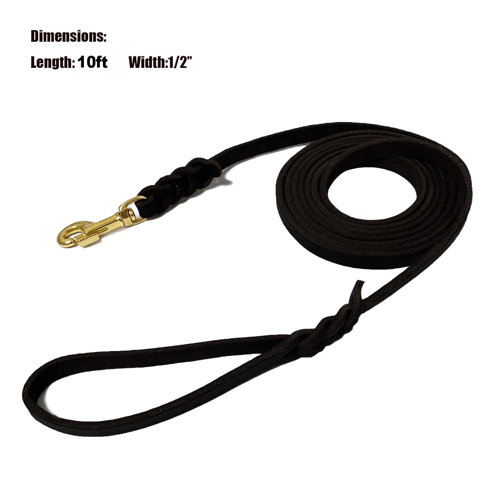 Lwbmg Long Leather Dog Leash 10Ft,Long Line Pet Leashes,Strong Sturdy Genuine Leather Braided Dog Lead, Soft And Comfortable Lea