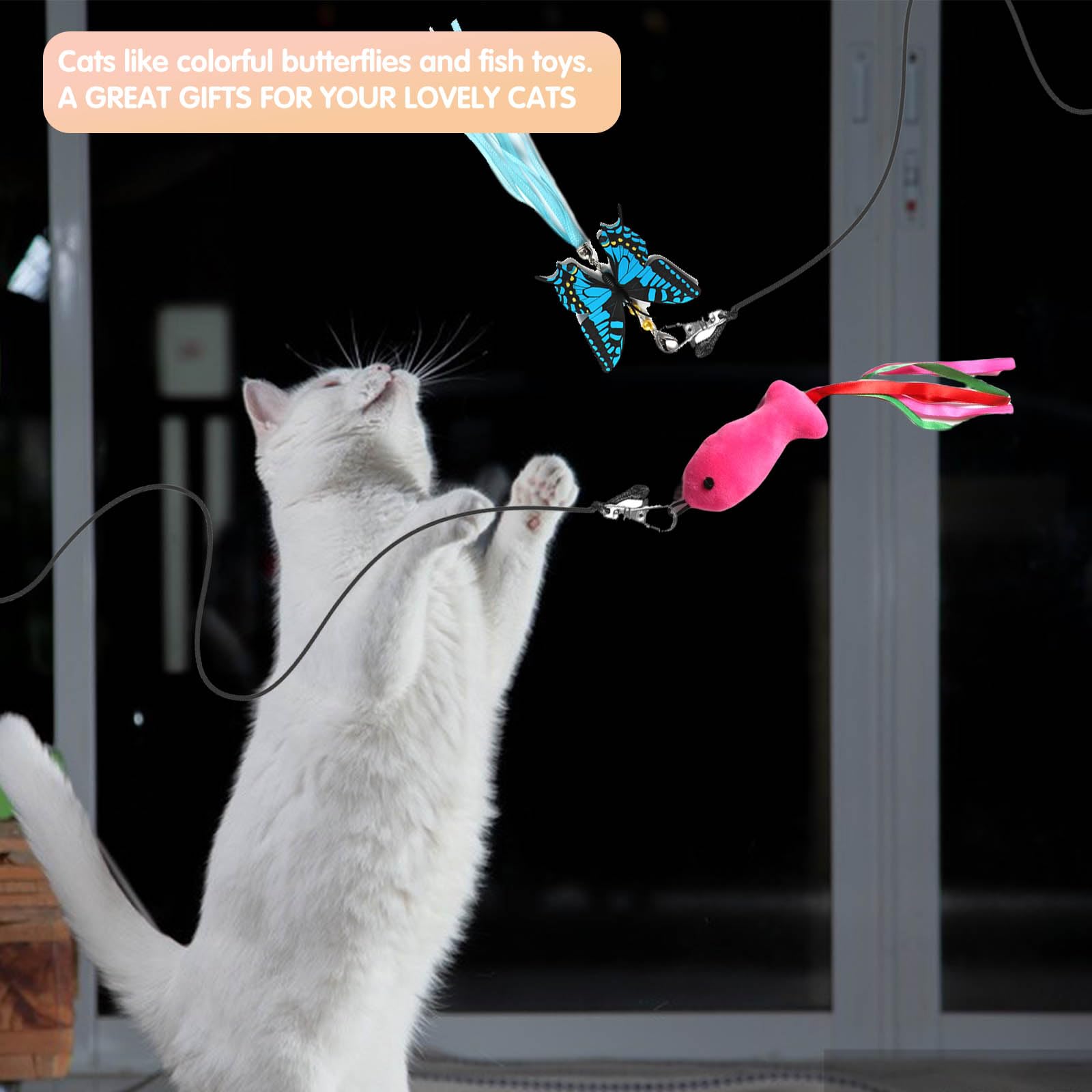 M Jjypet Retractable Cat Toy Wand, 12 Packs Interactive Cat Feather Toys, 9 Assorted Teaser Refills With Bell For Kitten (Pink)