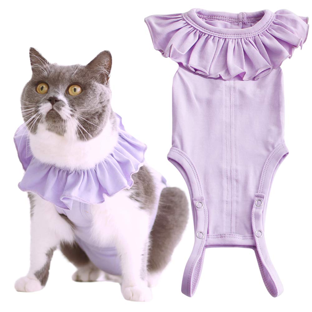 Cat Recovery Suit For Abdominal Wounds And Skin Diseases,Breathable Surgical Recovery Shirt After Surgery Wear Anti Licking Wounds,E-Collar Alternative For Female Cats Kitten(Rsc01-Purple-S)