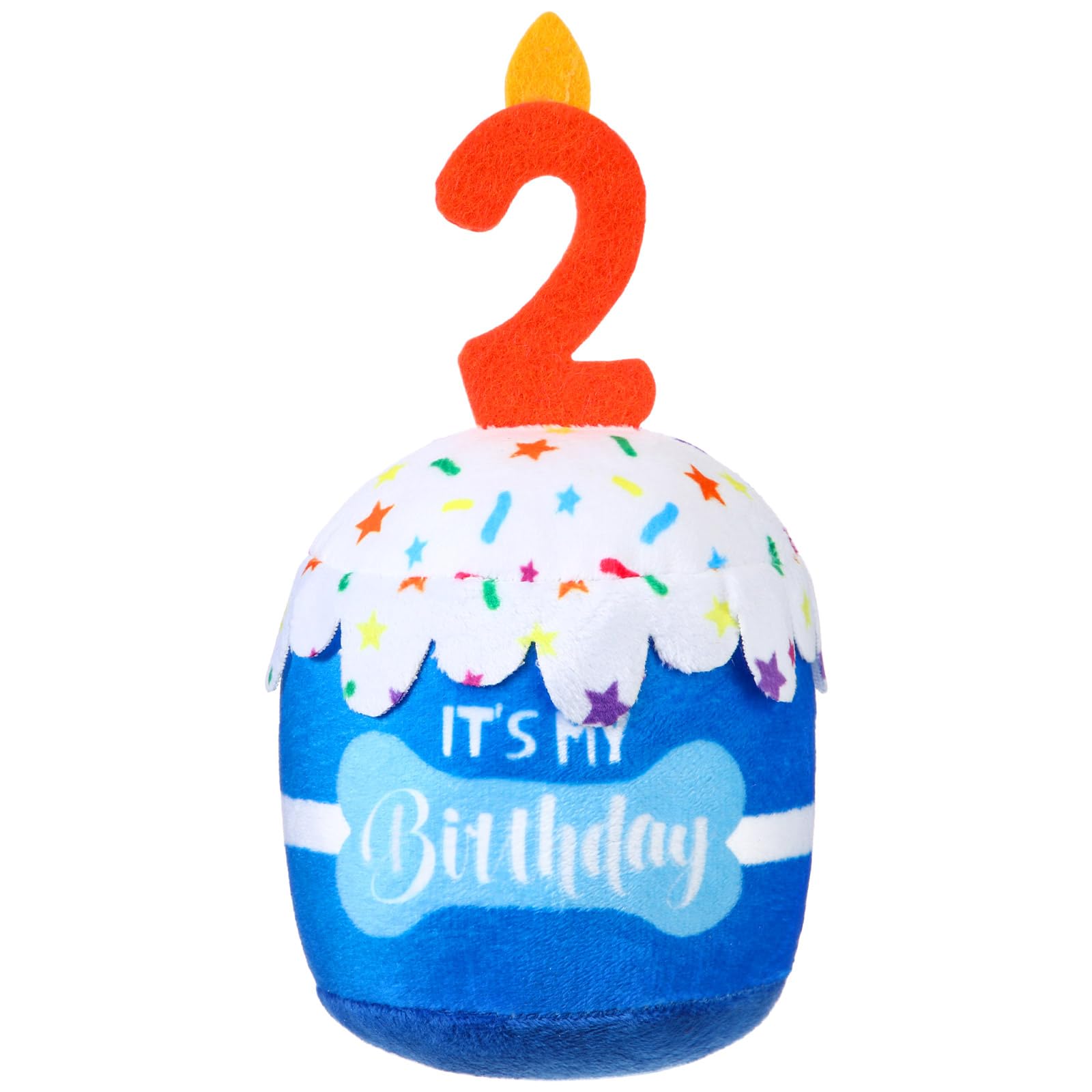Dansydaisy Dog 2Nd Birthday Cake Toy Accessories For Girl Boy Gifts, Blue Squeaky Plush Toy For Dog Birthday Party Decor Favor F