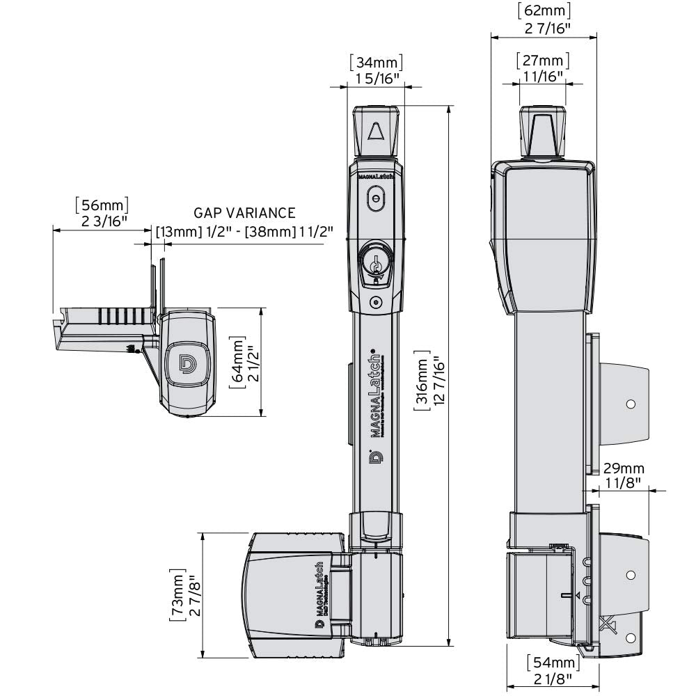 D&D Technologies ML3VPKA MagnaLatch Vertical Pull, Child & Pet Safety Magnetic Gate Latch and Lock, for Any Square Gate