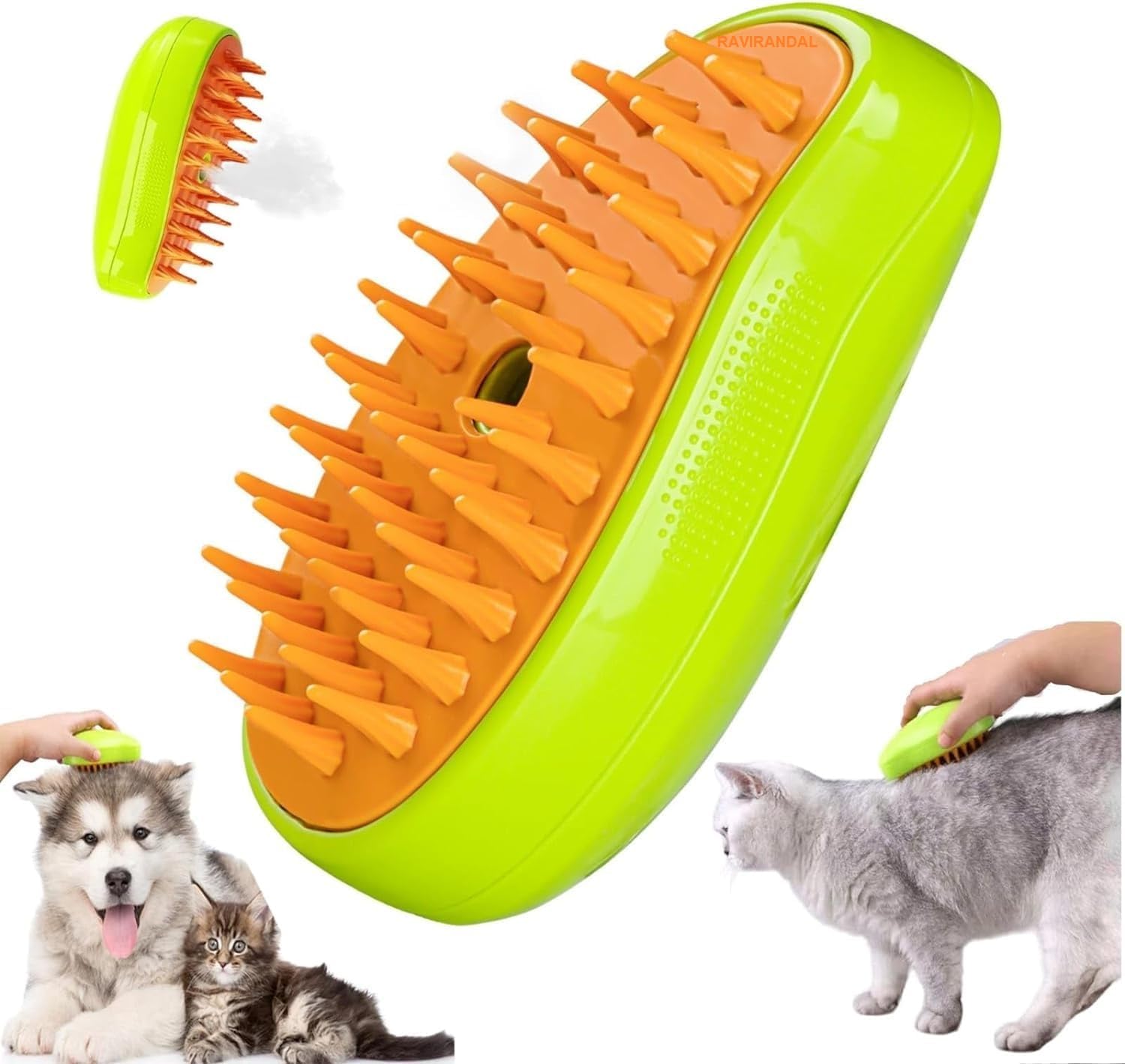 Ravirandal Steam Brush For Cat Dog, Electric Pet Cat Steam Hair Brush With Rotatable Handle, Usb Rechargeable Water Brush For Do