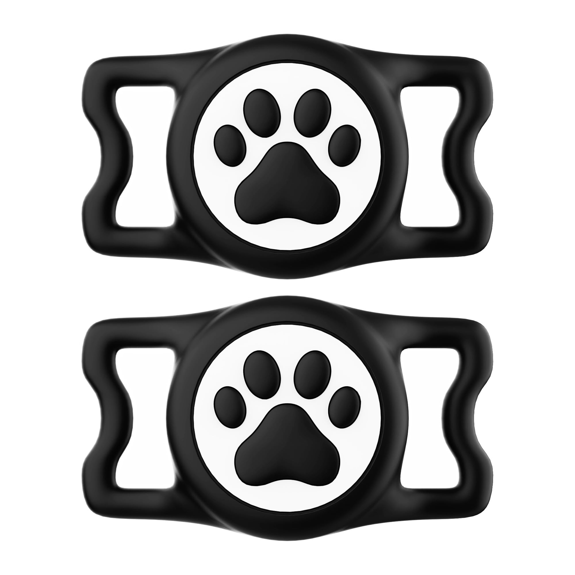 ilFindYou IP68 Waterproof for AirTag Dog Collar Holder, Silicone Dog Air tag Holder for Apple Air Tag (Blackx2)