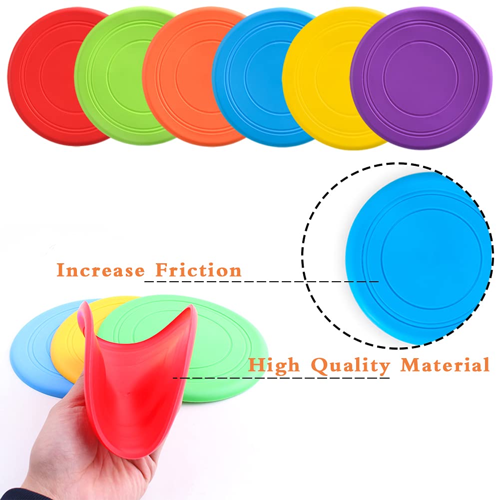 Bvrbaory 6 Pack Dog Flying Discs - Interactive, Soft Floating Saucer For Small, Medium Dogs - Safe On Teeth