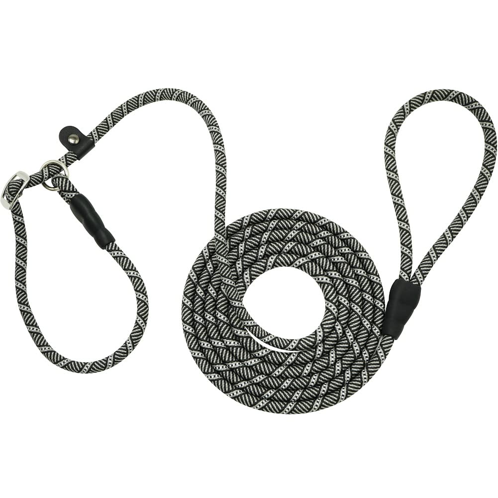 Yucforen 10Ft / 20Ft Long Slip Lead Dog Leash, 3/8'' Thick Nylon Reflective Rope Anti-Choke Training Lead For Medium Large Dogs 
