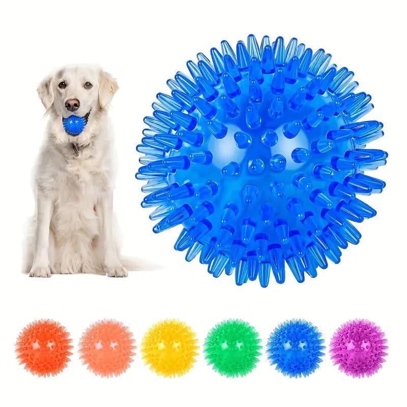 Kspups 4.5 Squeaky Spiky Dog Balls/Puppy Chew Toys For Cleaning Teeth And Gum Health, Squeaker Ball Toys For Aggressive Chewers 