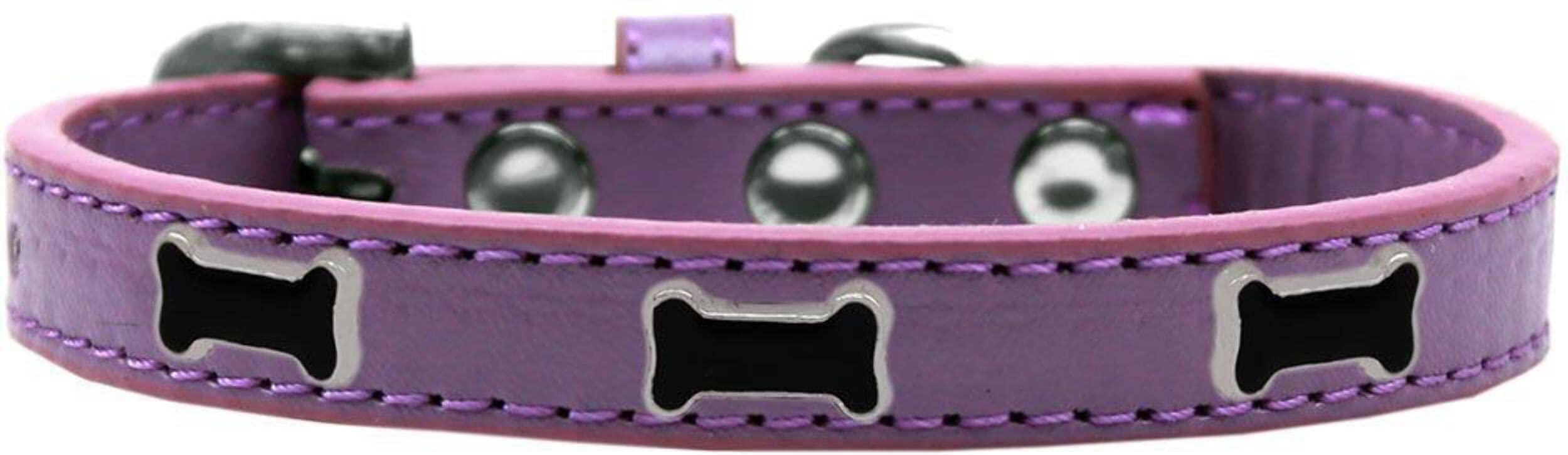 Mirage Pet Products Black Bone Widget Dog Collar Bright Pink, Size 10
