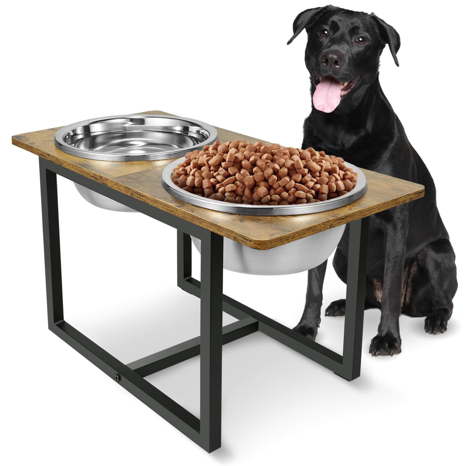 Spacnom Elevated Dog Bowls for Large Dogs, Raised Dog Bowl Stand with Two XLarge Stainless Steel Bowls for Dogs, 3.5L Capacity,