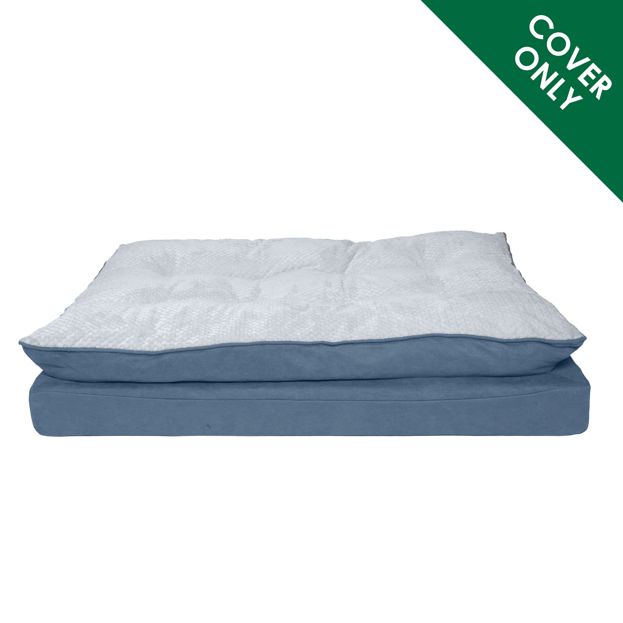 Furhaven Replacement Dog Bed Cover Minky Plush & Suede Pillow Top Mattress, Machine Washable - Stonewash Blue, Jumbo (X-Large)