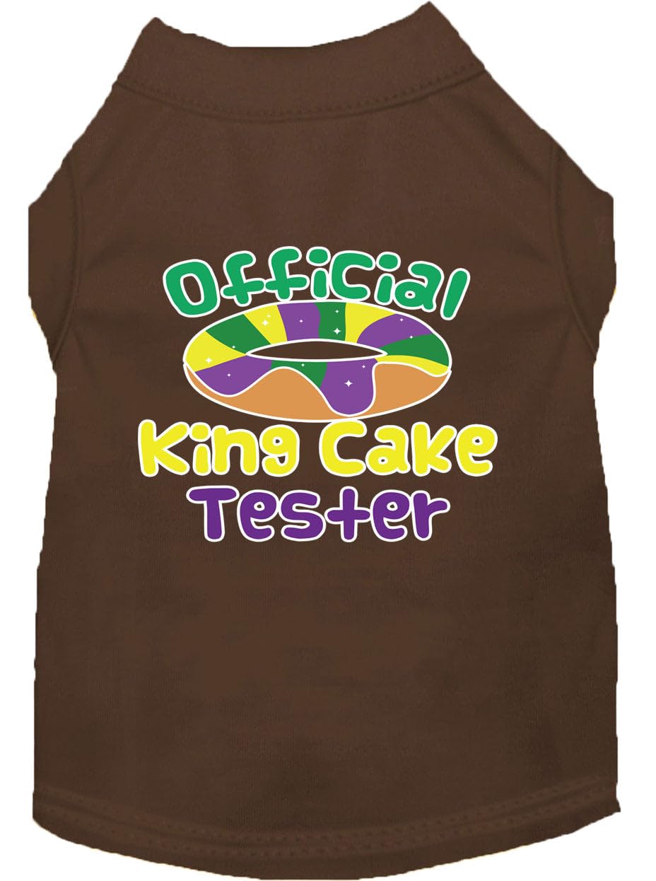 Mirage Pet Product King Cake Taster Screen Print Mardi Gras Dog Shirt Brown Lg