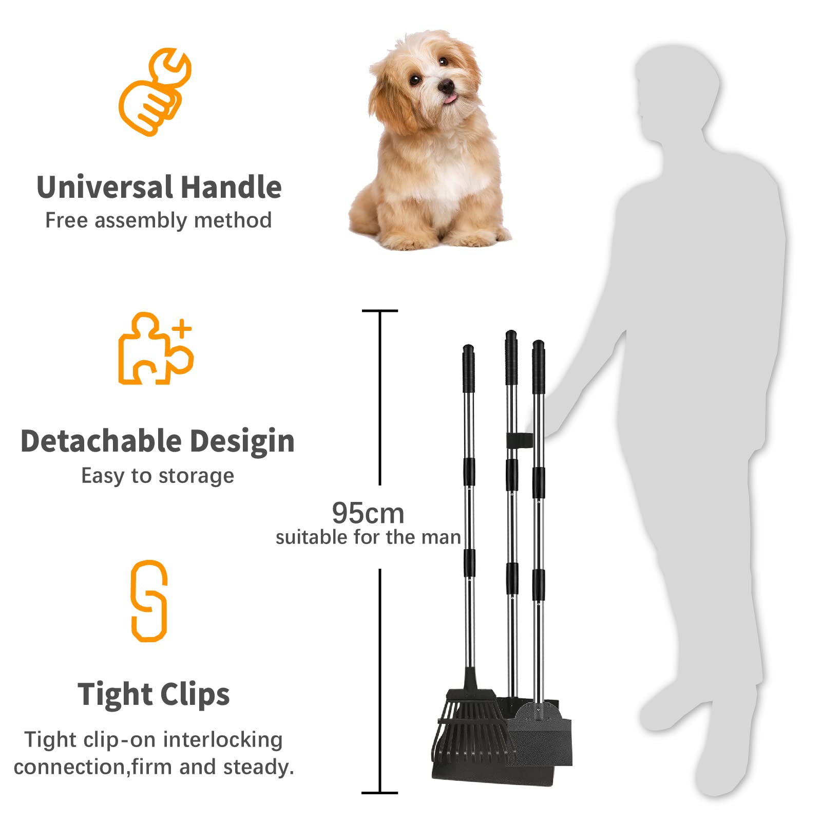 Sunlax Dog Pooper Scooper, Poop Scoop Set For Large Dogs Including Rake Spade Tray With Long Handle, Extra Large Picker- Easy To Wash