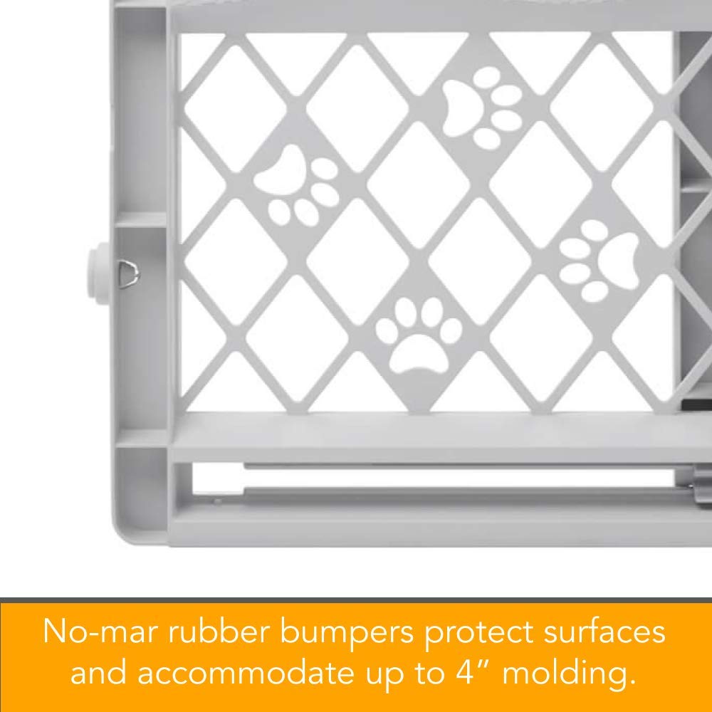 Mypet North States Paws Portable Pet Gate: 26-40' Wide. Pressure Mount. No Tools Needed. Made In Usa. Dog Gate 23' Tall, Expandable, Durable Dog Gates For Doorways, Light Gray