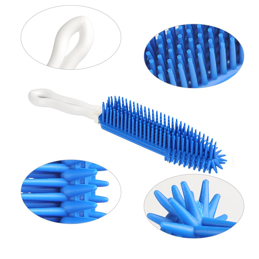 BUYGOO Pet Hair Removal Brush - 2 Count Rubber Massage Brush for Dogs & Cats, Blue and Green, Ideal for Furniture and Car Interiors