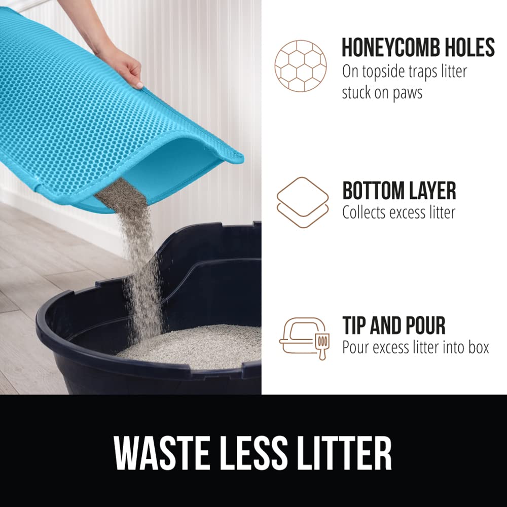 Gorilla Grip Honeycomb Cat Litter Mat, Two Layer Trapping Waste Mats, Soft On Paws, Indoor Box Supplies And Essentials, Feeding