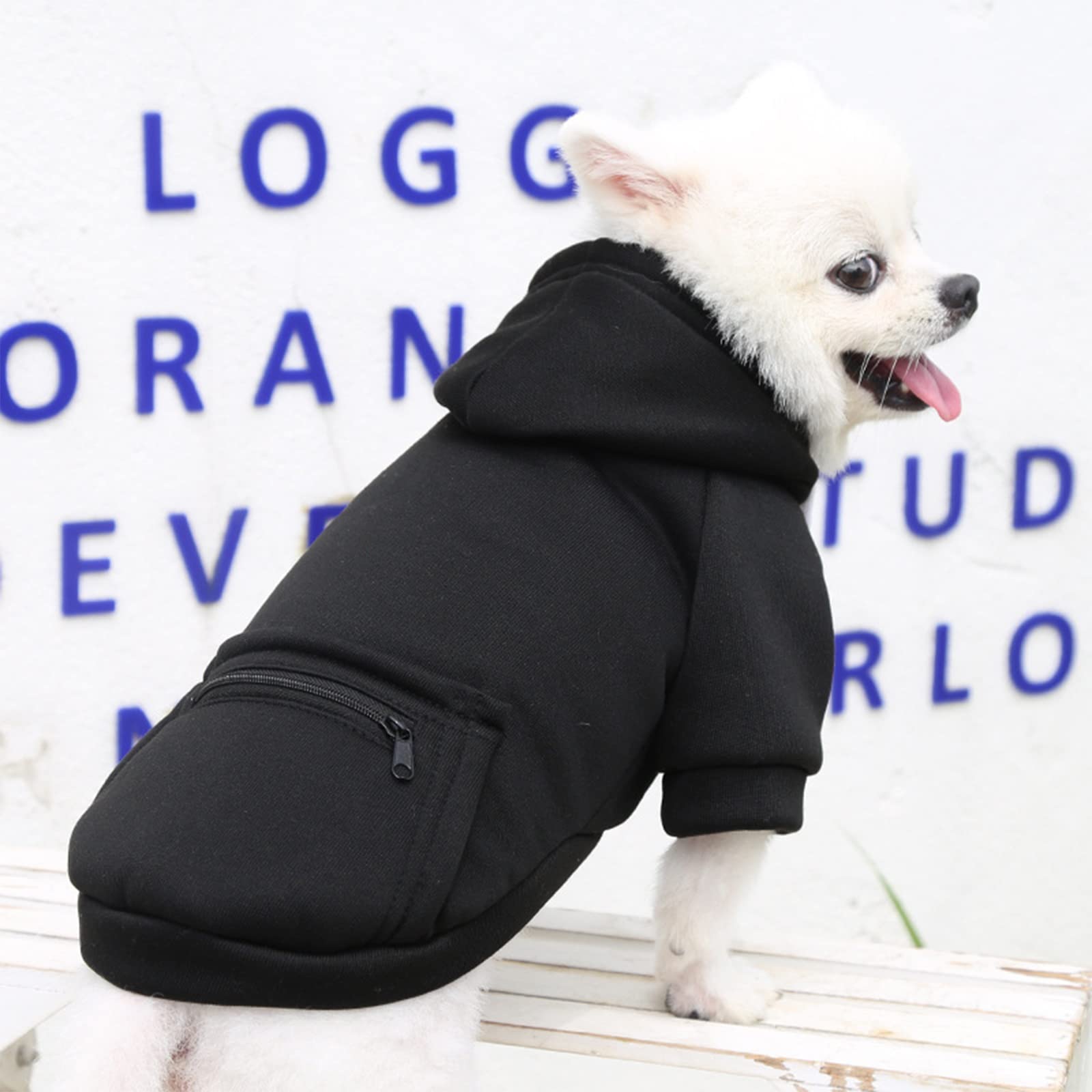 Petcare Pet Dog Hoodie Sweater Black Warm Soft Fleece Sweatshirts With Pocket Fall Winter Puppy Cat Sweaters Clothes For Small D