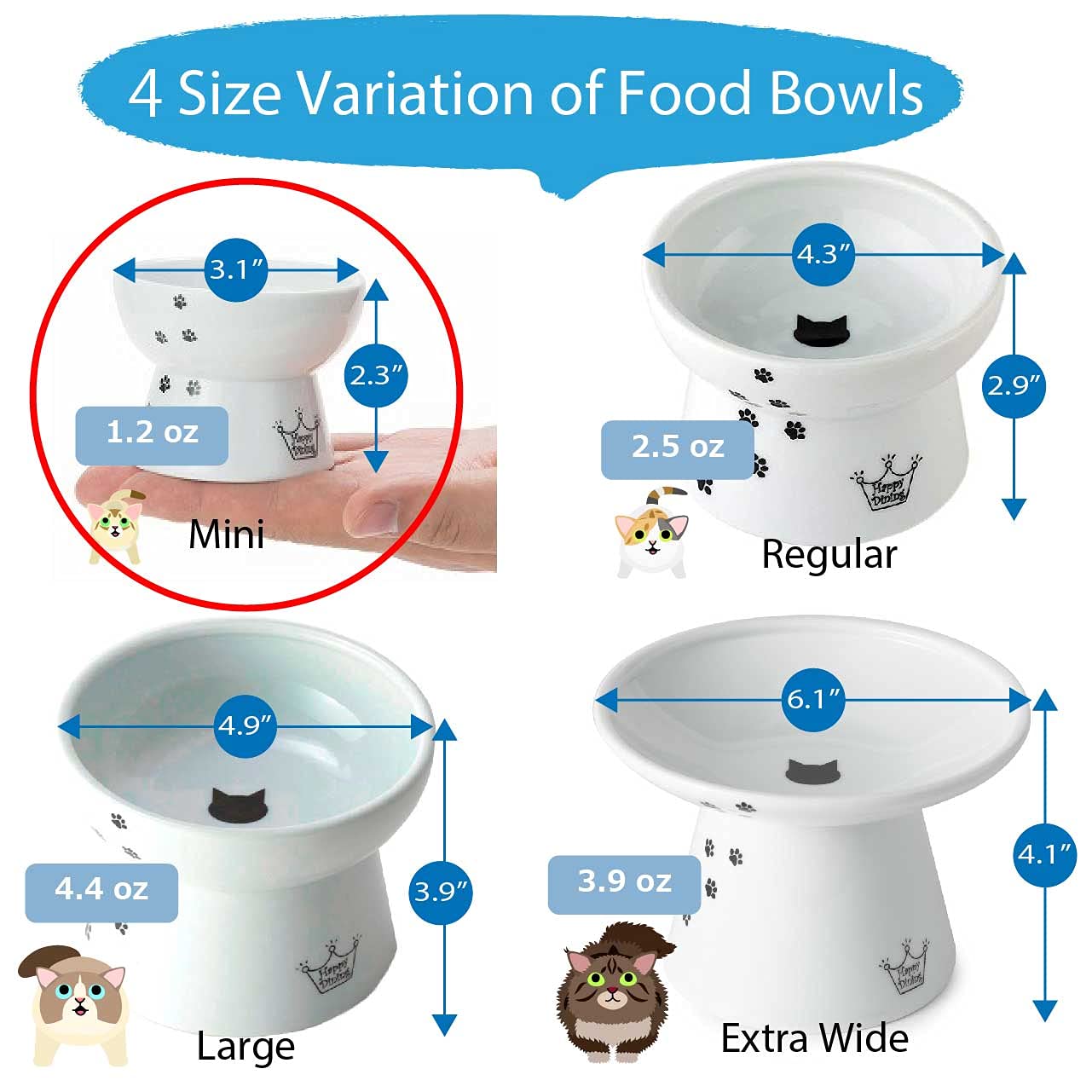 Necoichi Raised Stress Free Cat Food Bowl, Elevated, Backflow Prevention, Dishwasher and Microwave Safe, No.1 Seller in Japan! (