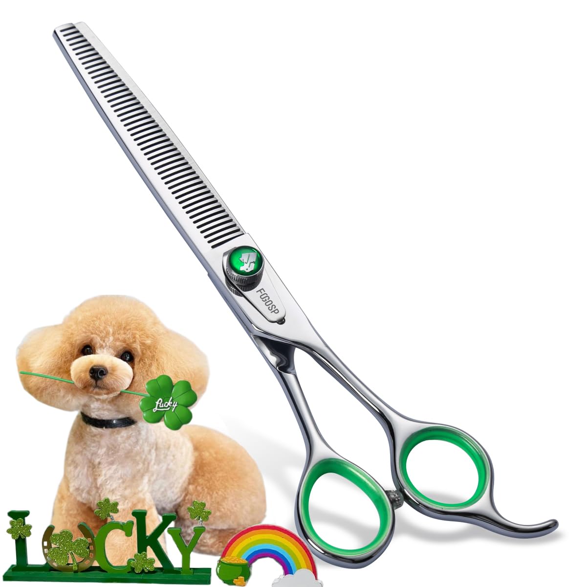 Fogosp 46 Teeth Dog Thinning Shears For Grooming 7.0 Inch Professional Blending Thinning Scissors For Dogs Cat Pet Japanese 440C Stainless Right Handed