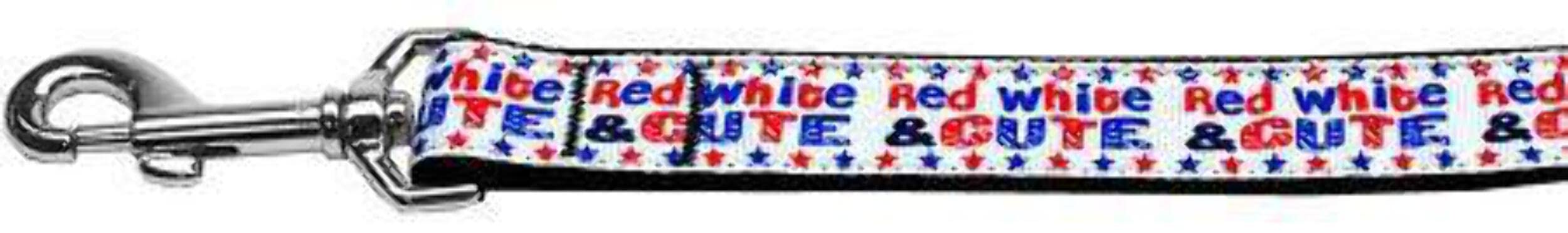 Mirage Pet Products Red, White, and Cute! Nylon Dog Leash 3/8 inch Wide 4ft Long
