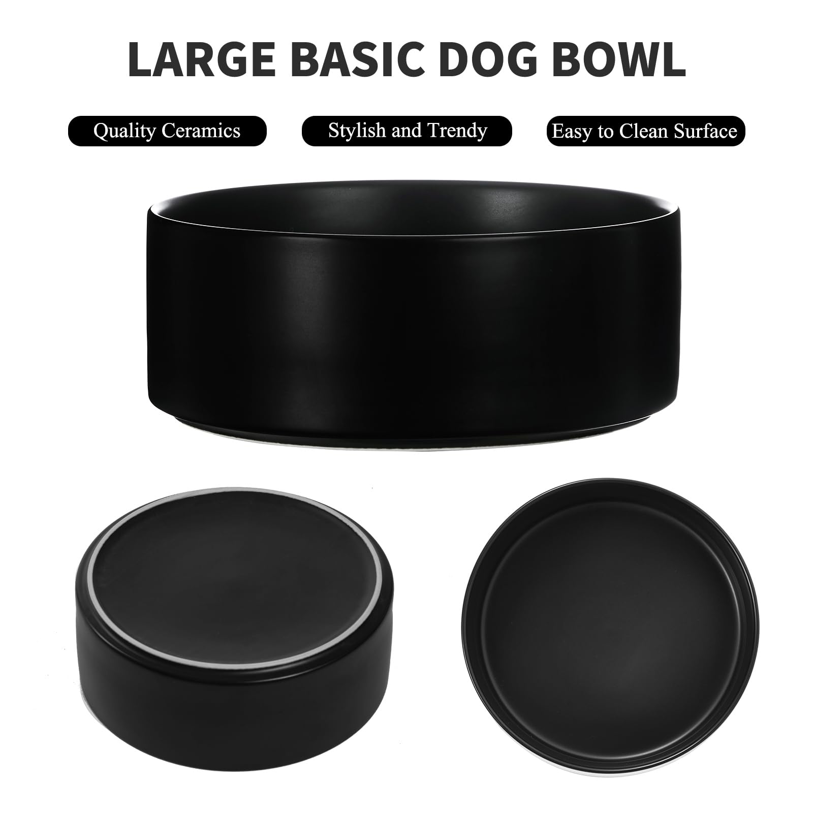 Welloyed 8 Ceramic Raised Dog Bowl - 70Oz Dog Food & Water Bowl with Elevated Non-Slip Bamboo Stand, Dishwasher & Microwave Sa