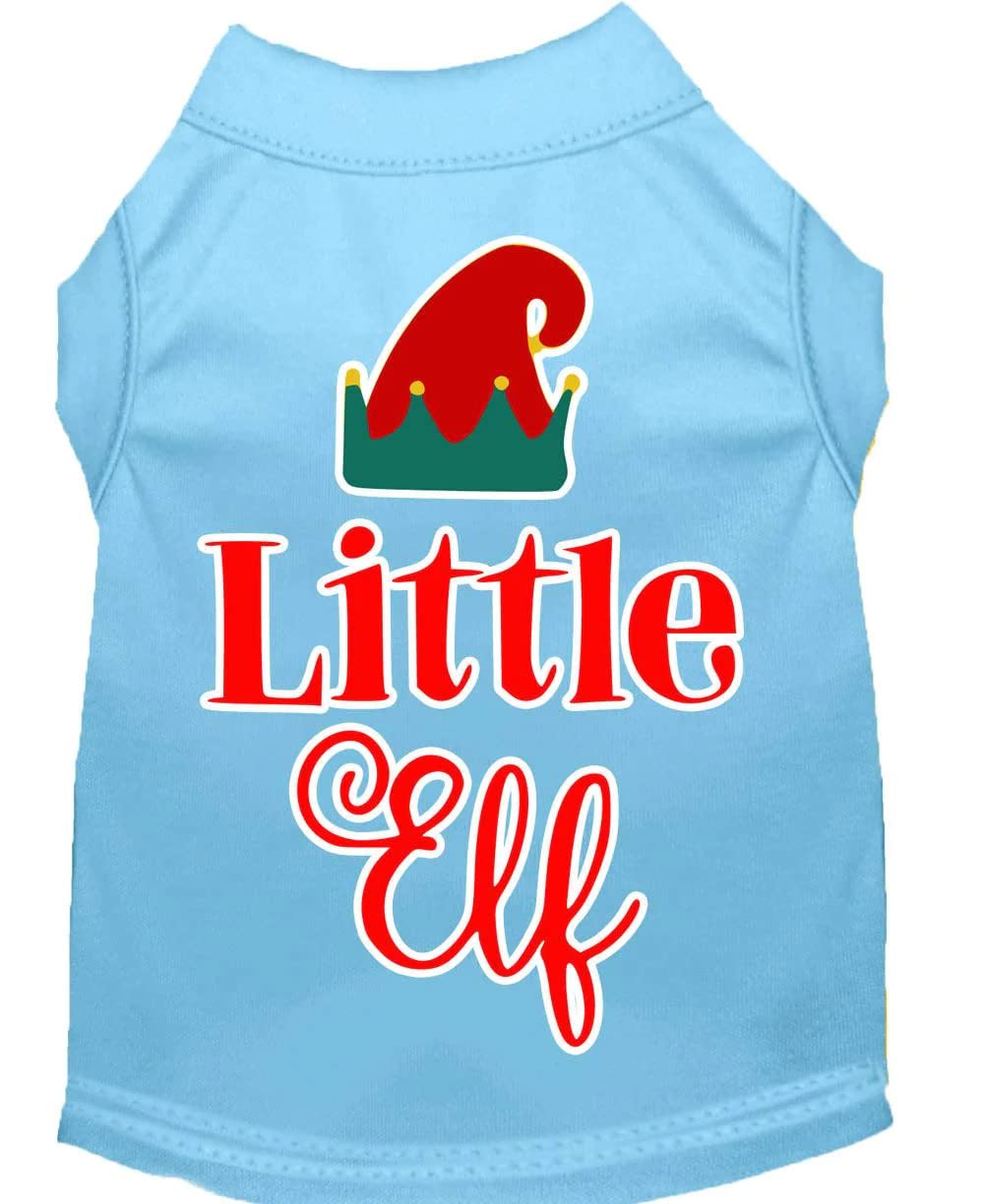Christmas Pet Dog & Cat Shirt Screen Printed, "Little Elf" Red 2XL (20-25 lbs.)