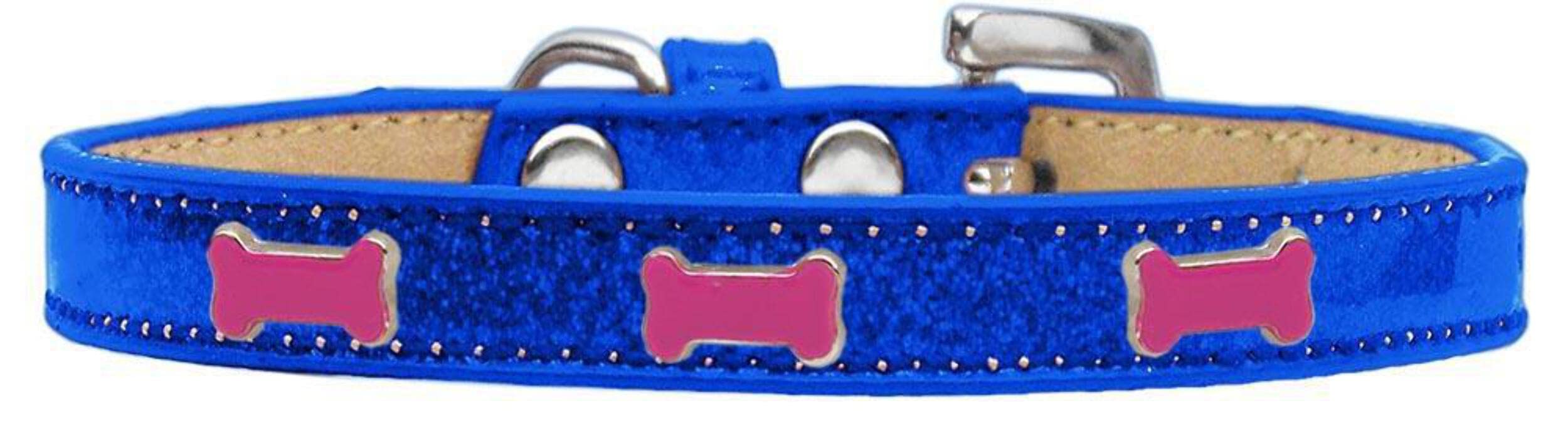 Mirage Pet Products 633-3 BL12 Pink Bone Widget Dog Collar Blue Ice Cream, Size 12