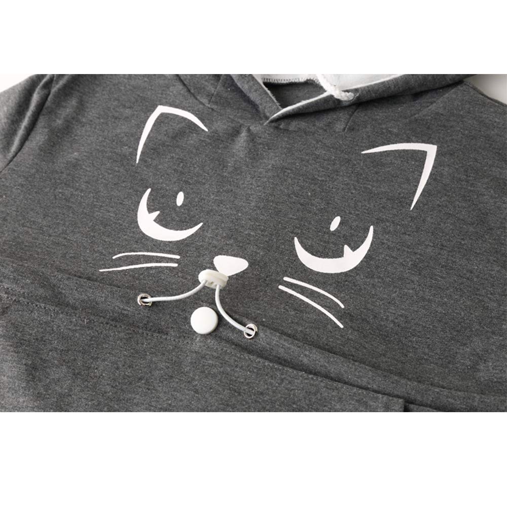 Alyc Unisex Hoodies Pet Holder Cat Dog Kangaroo Pouch Carries Pullover With Cat Printing Sweatshirt (Dark Grey, Xl)