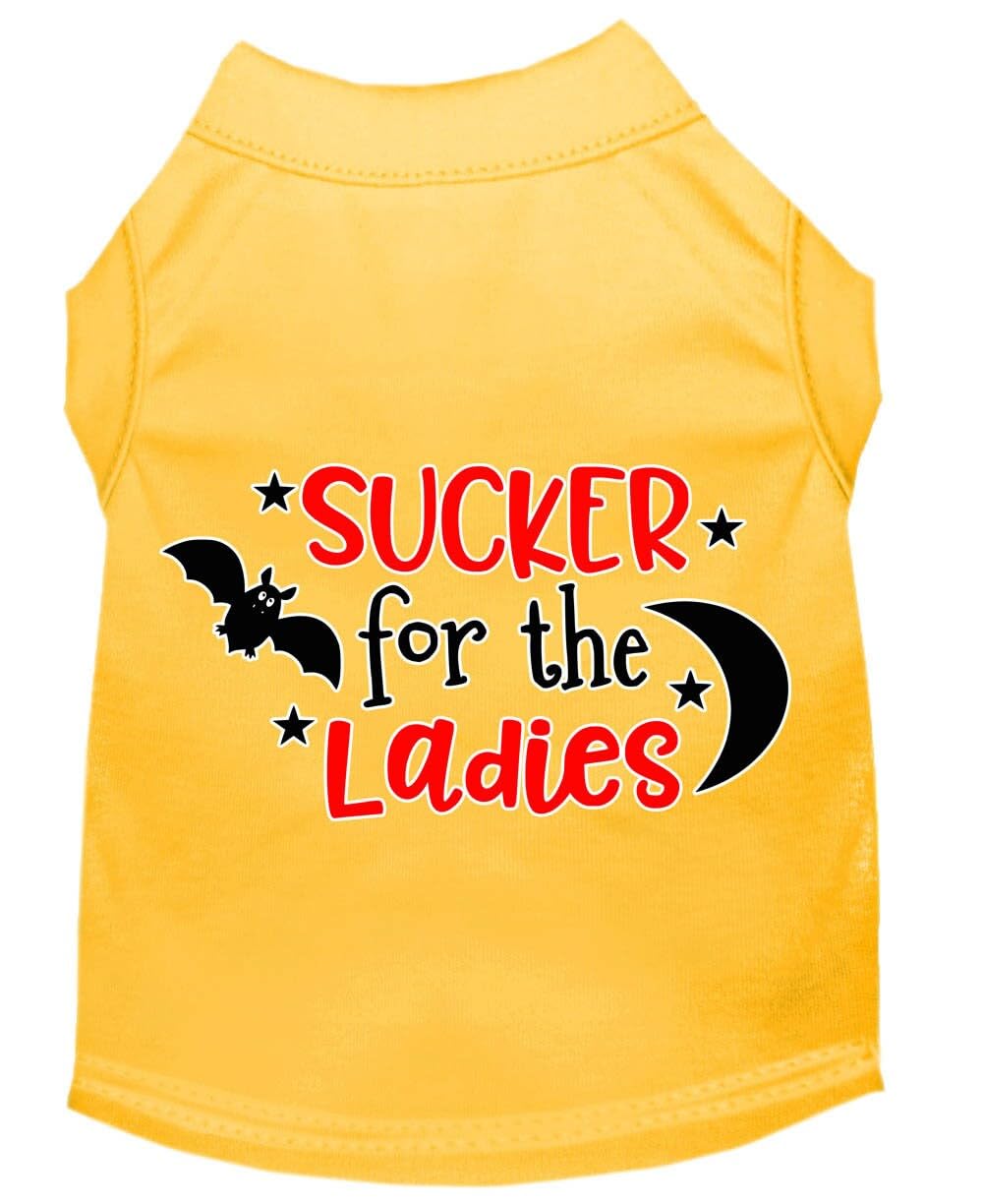 Pet Dog & Cat Shirt Screen Printed, "Sucker For The Ladies" Yellow 3XL (25-35 lbs.)