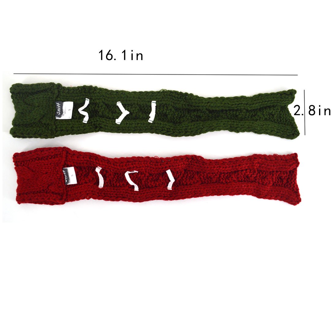 Goclothod Pet Dog Knitted Scarf Cute Collars Doggie Neckerchief 2 Set Muffle For Christmas (Red,Green)