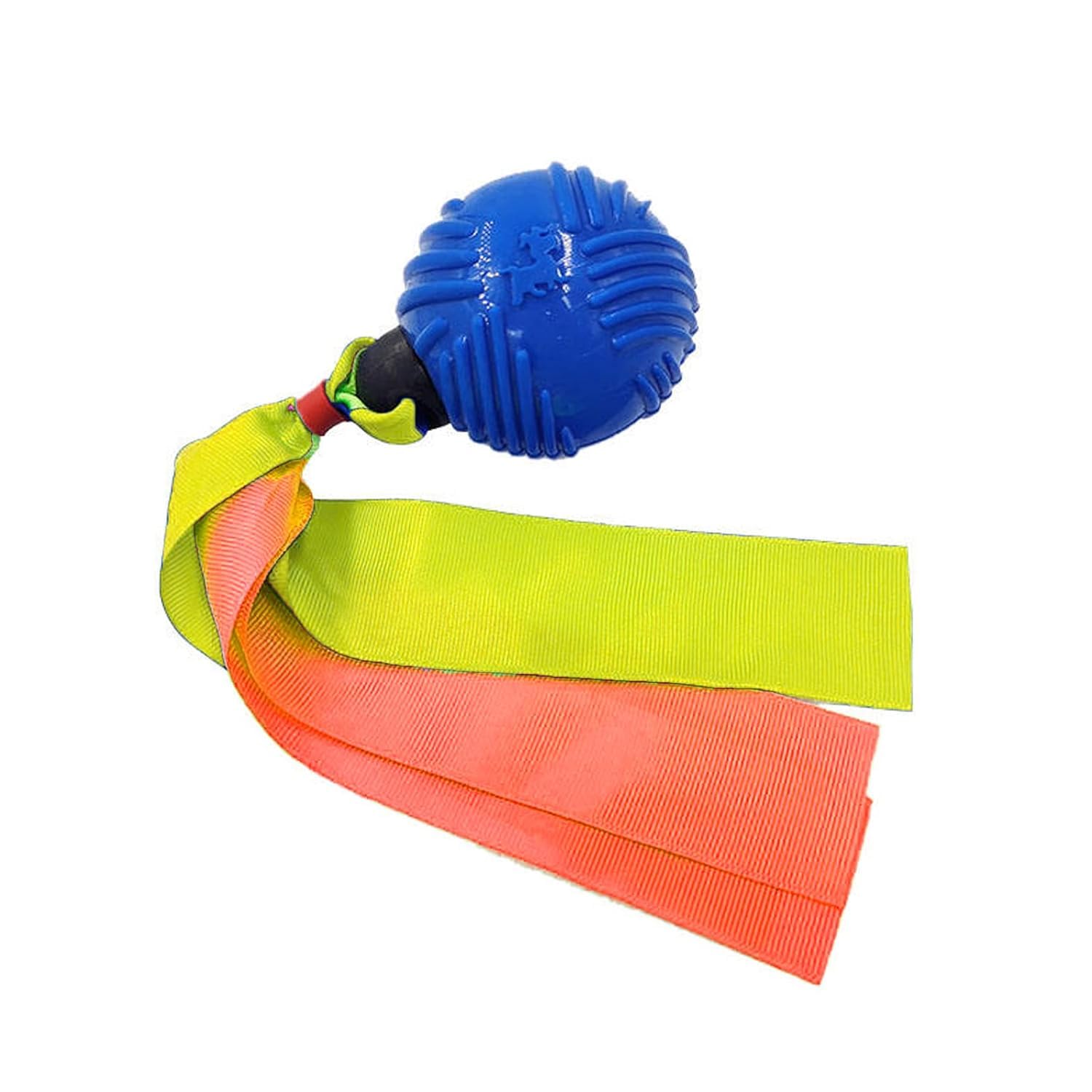 Emily Pets Squeaky Dog Toy | Rubber Ball Tug Toy With Durable Nylon Ribbon | Interactive Chew & Fetch Toy For Puppies And Dogs