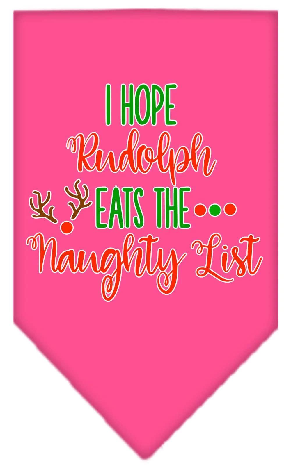 Christmas Pet and Dog Bandana Screen Printed, "Hope Rudolph Eats The Naughty List" Black Small