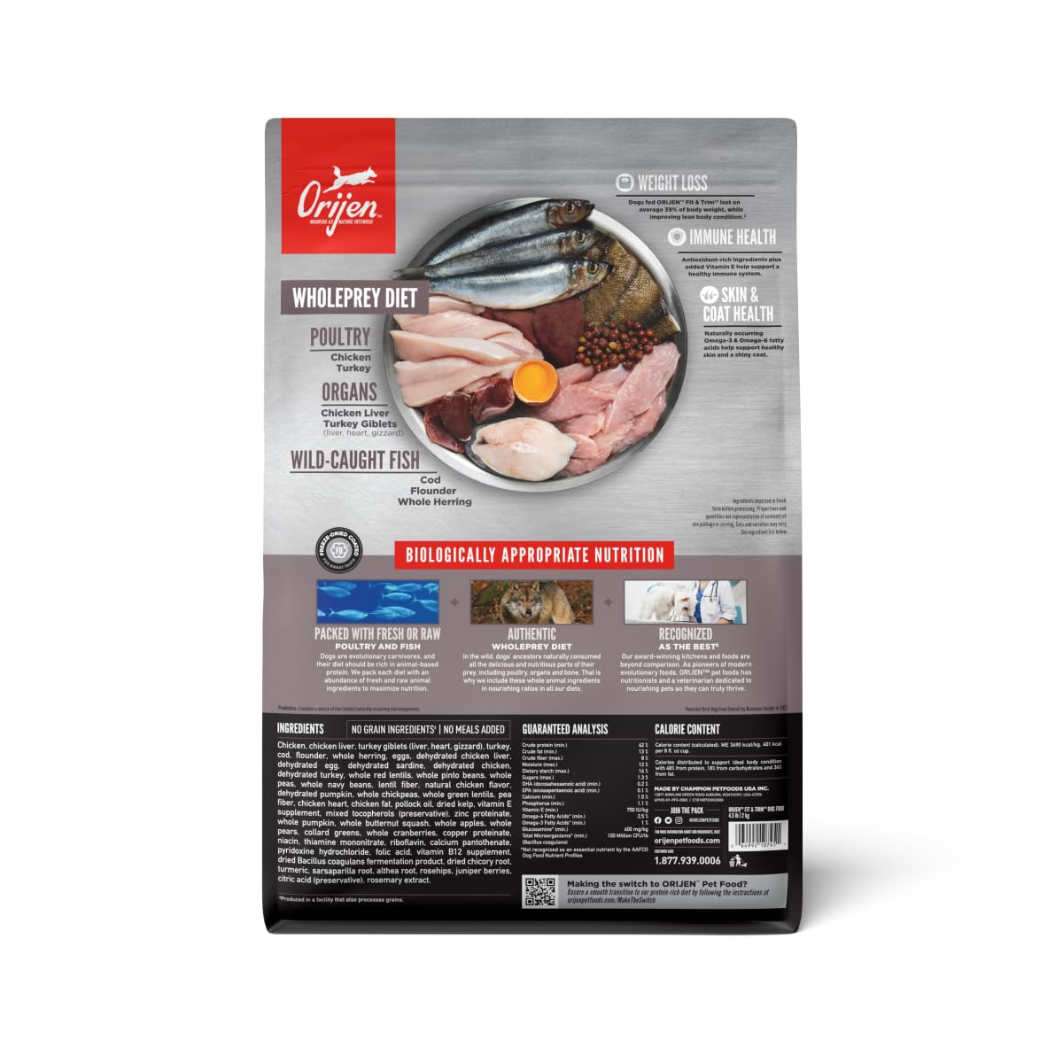 ORIJEN Fit & Trim Dry Dog Food, Grain Free Dry Dog Food, Fresh or Raw Ingredients, 4.5lb