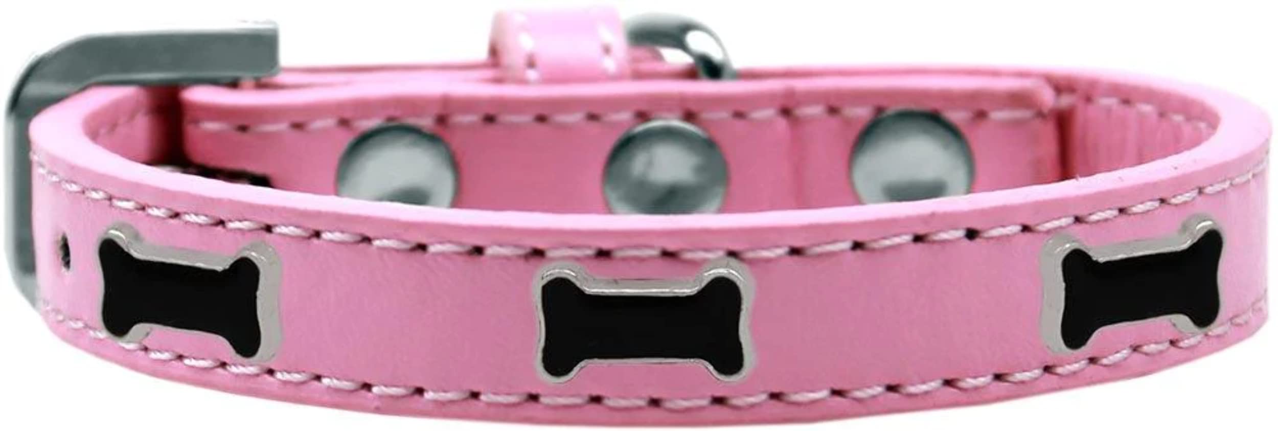 Mirage Pet Products Black Bone Widget Dog Collar Red, Size 16