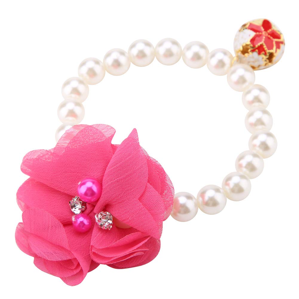 Zerodis Pet Pearl Flower Collar, Elastic Cat Collar Choker Necklace Pet Dog Cat Jewelry Necklace For Puppy Collar Jewelry Access