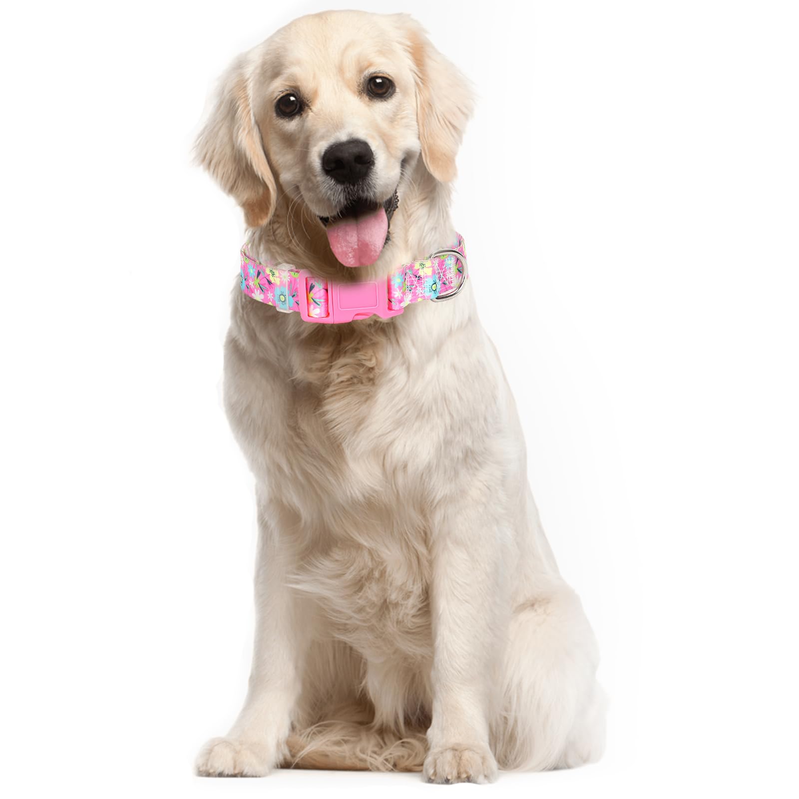 Girl Dog Collar For Large Dogs,Cute Pink Flowers Female Dog Collars Adjustable Soft Nylon Dog Collars For Small Medium Large Xl