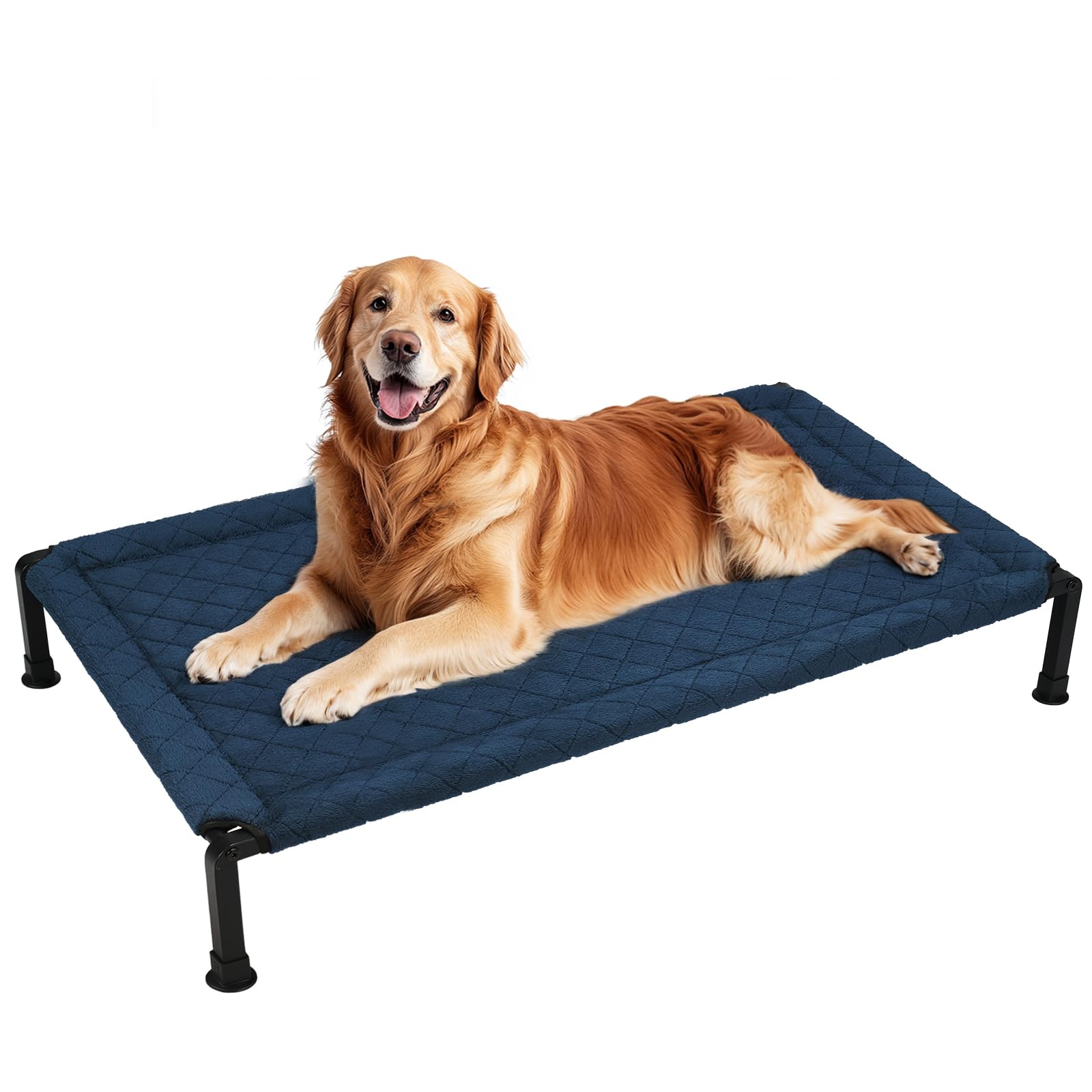 Veehoo Warm Plush Elevated Dog Bed, Raised Dog Bed With Heavy Duty Frame, Non-Slip Silicon Feet, Washable & Breathable Dog Cot B