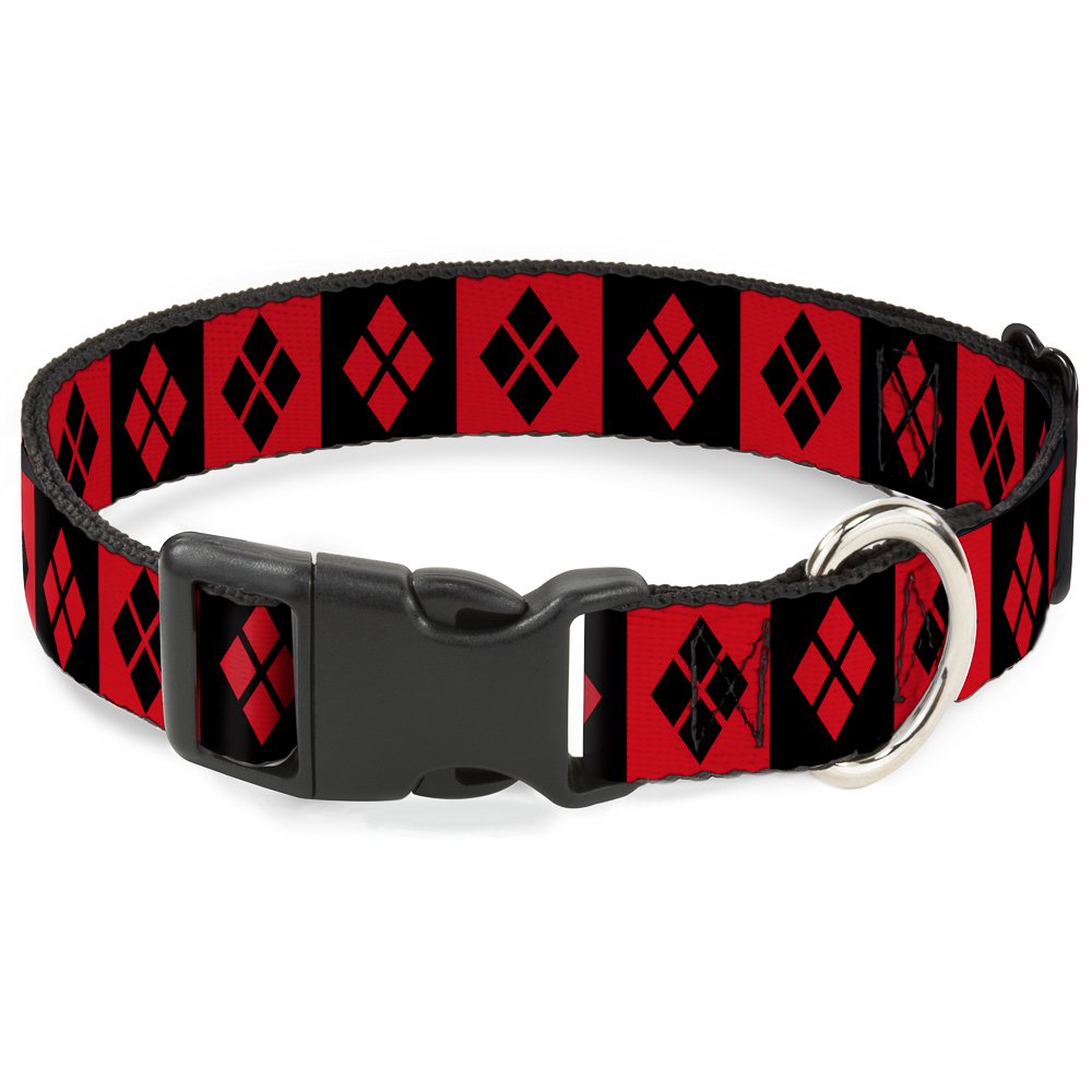 Buckle-Down Harley Quinn Diamond Blocks Ec = Harley Quinn 3Diamond Blocks Plastic Clip Collar, Large/15-2 6'