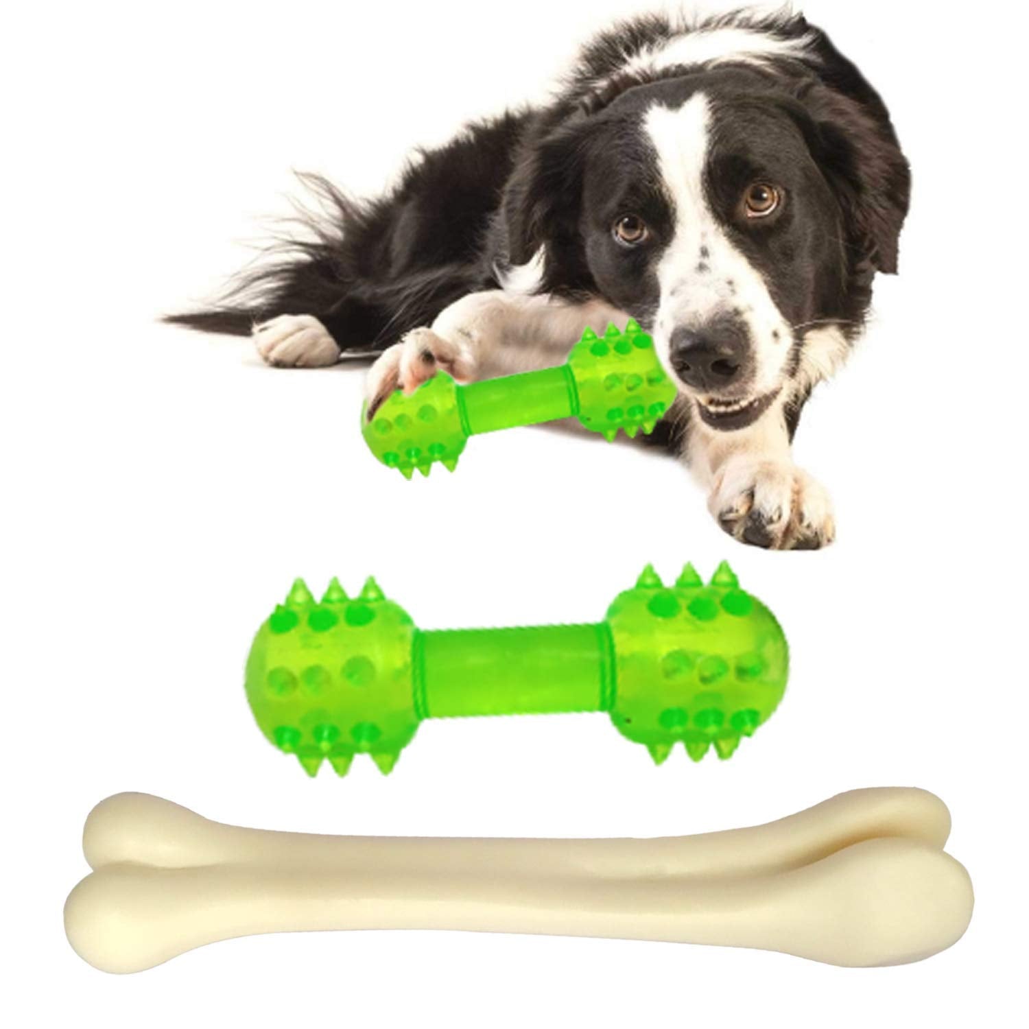 Psk Dog Toys Combo Rubber Dumbbell Dog Toy Chew Bone Toy For Dog And Puppy (Colour May Vary)