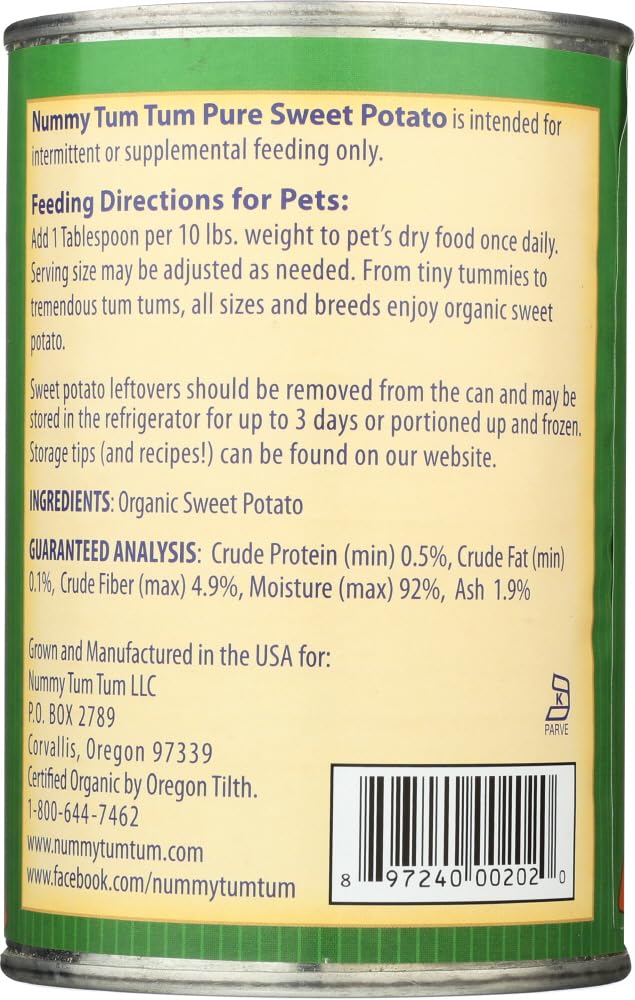 Nummy Tum Tum Pure Sweet Potato For Pets, 15-Ounce Cans (Pack Of 12)