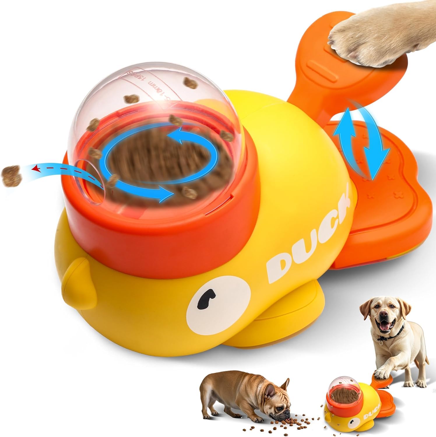 Tenos Interactive Dog Toy Food Puzzle Slow Feeder,Catdispenser Toy Pat Shaped Slow Feeder Small Medium Dogs&Cats,Automatic Rotat